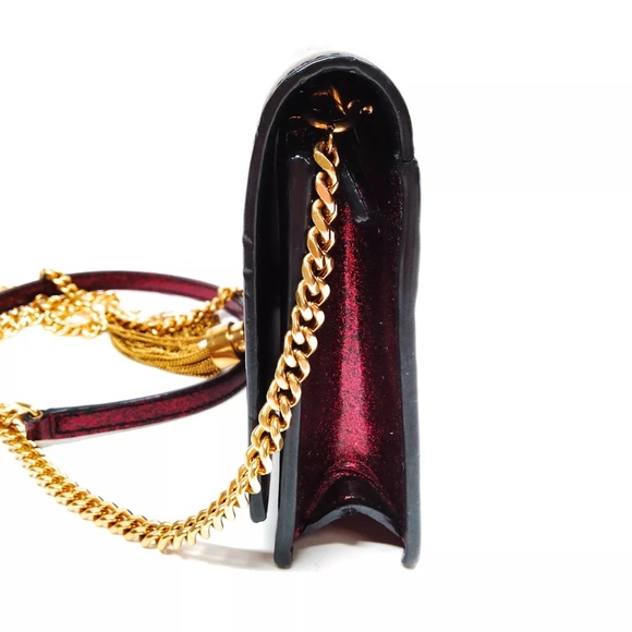 Auth Saint Laurent Ruby Patent Glitter Wallet On Chain Kate Clutch Shoulder Bag - Picture 3 of 10